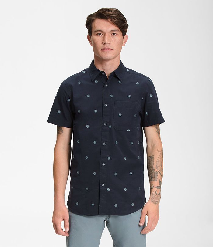 Camisa The North Face Hombre Manga Corta Baytrail Jacquard - Colombia PQBRXZ372 - Azul Marino